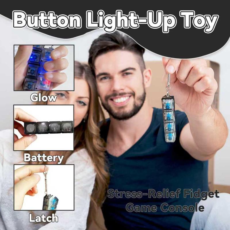 Glowing Keyboard Fidget Toy, 4-In-1 Decompression Button Keychain, Stress Relief Finger Clicker, Transparent Color