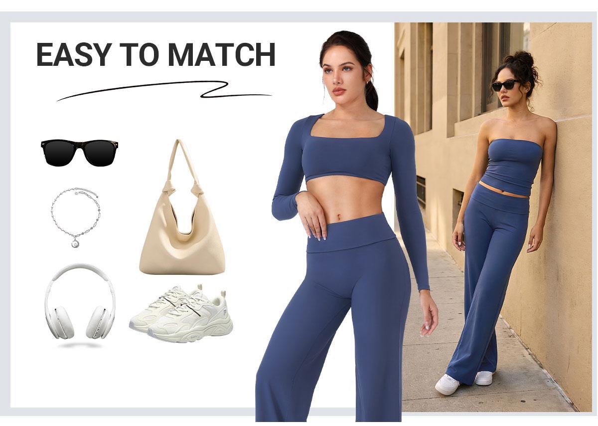 YEOREO Fold Over Yoga Pants 31.5" Straight Leggings for Women High Waist Gym Outfits Tummy Control YEOREO Fold Over Yoga Pants 31.5" Straight Leggings for Women High Waist Gym Outfits Tummy Control