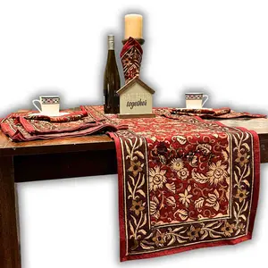 Marigold Bloom Series Hand-Block Cotton Table Runner