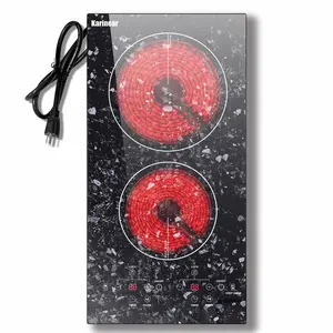 Karinear Plug in Portable Electric Ceramic Cooktop - Marble Patterned countertop stove top Double Burner