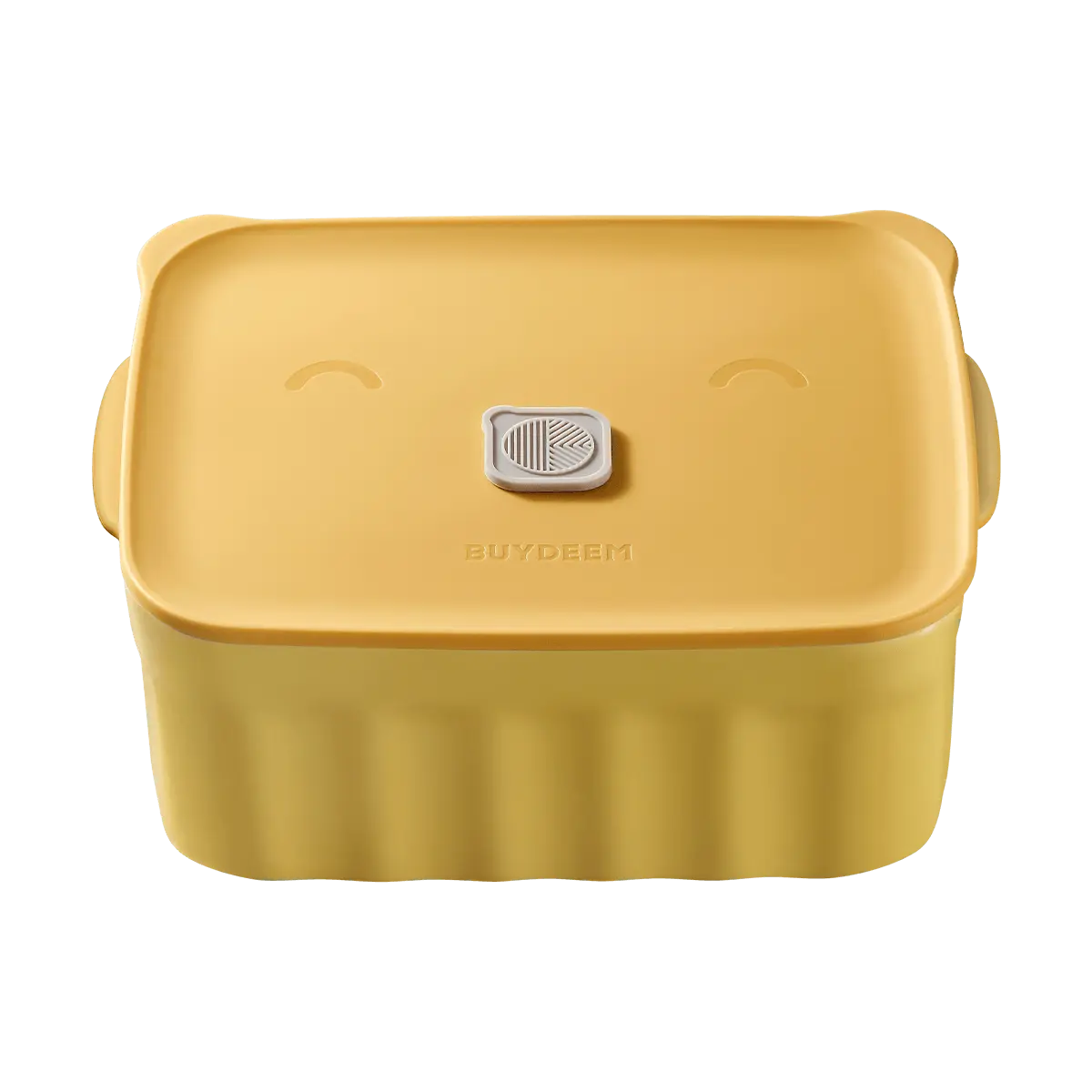 BUYDEEM 17cm Mini Ceramic Casserole Dish with Lid, "Little Goose Yellow" CT1006 - Versatile for Steaming, Baking, Microwaving, and Roasting