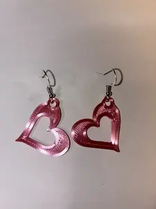 Valentine's Day 3D Printed Earrings - Durable Pink Plastic, Hypoallergenic Hooks, 1 1/4" x 1" Size, Lightweight & Comfortable for All-Day Wear