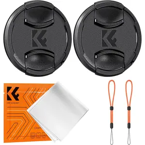 K&F CONCEPT 77mm Front Lens Cap Cover Kit, 5-in-1 Center Pinch Lens Cover + Anti-Loss Keeper + Microfiber Cleaning Cloth Compatible with Canon, Nikon, Sony, Fujifilm Camera Lenses with 77mm Thread