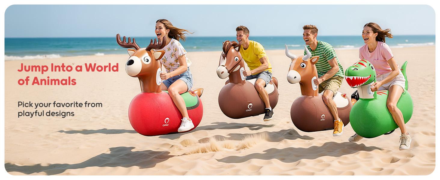 QPAU Kids Bull Toy 1/2-Piece Set 220 lbs Weight Capacity Bouncing Animal Bullfighting-Themed Children's Gift Suitable for Children 5+ Large Size Comfortable and Stable Dual Independent Air Chambers