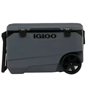 Igloo Latitude 90 Quart Rolling Cooler MAXCOLD 5-Day Ice Retention Large All-Terrain Wheels Secure Media Slot 137 Cans Capacity