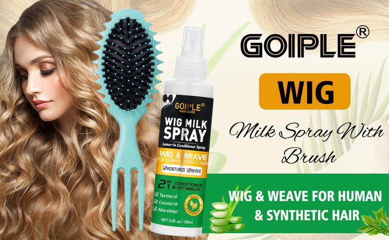 Goiple Wig Milk Spray 3.4 fl oz Leave-In Conditioner Spray for Synthetic Hair, Hydrates & Replenishes Haircare Moisturizing Tea Tree  Coconut Aloe