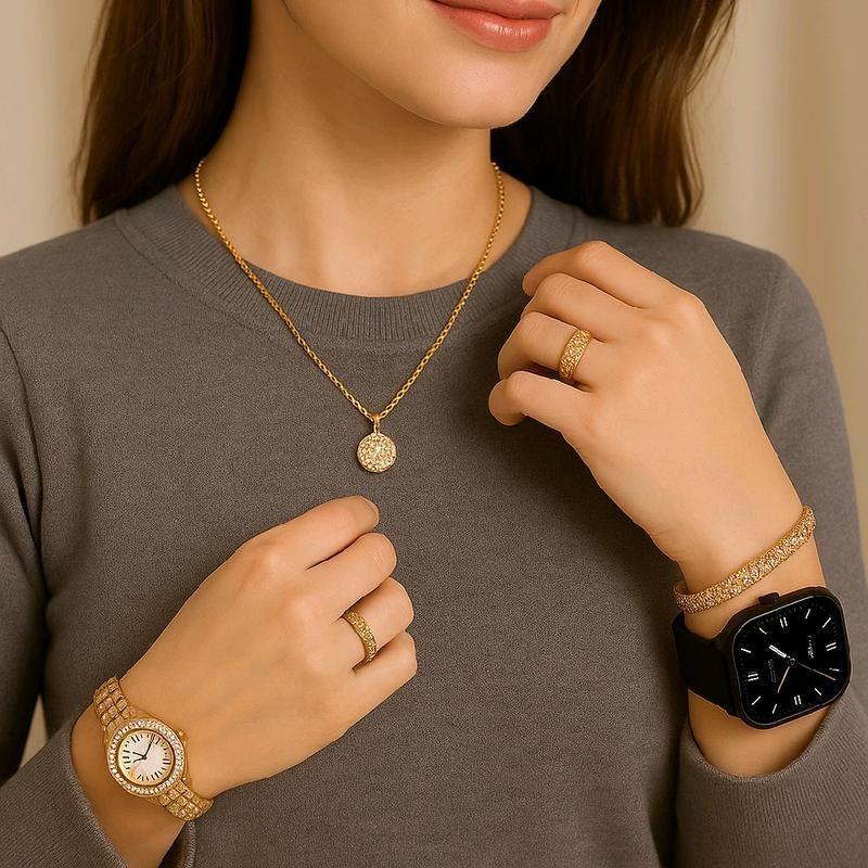 Fashion Gift A58 Plus Women's Luxury 8-In-1 Watch, 2 Bands Ring Earrings, Touchscreen Wearable Android Button Charging Chip Custom LCD Tracker Fashion Gift A58 Plus Women's Luxury 8-In-1 Watch, 2 Bands Ring Earrings, Touchscreen Wearable Android Button Charging Chip Custom LCD Tracker