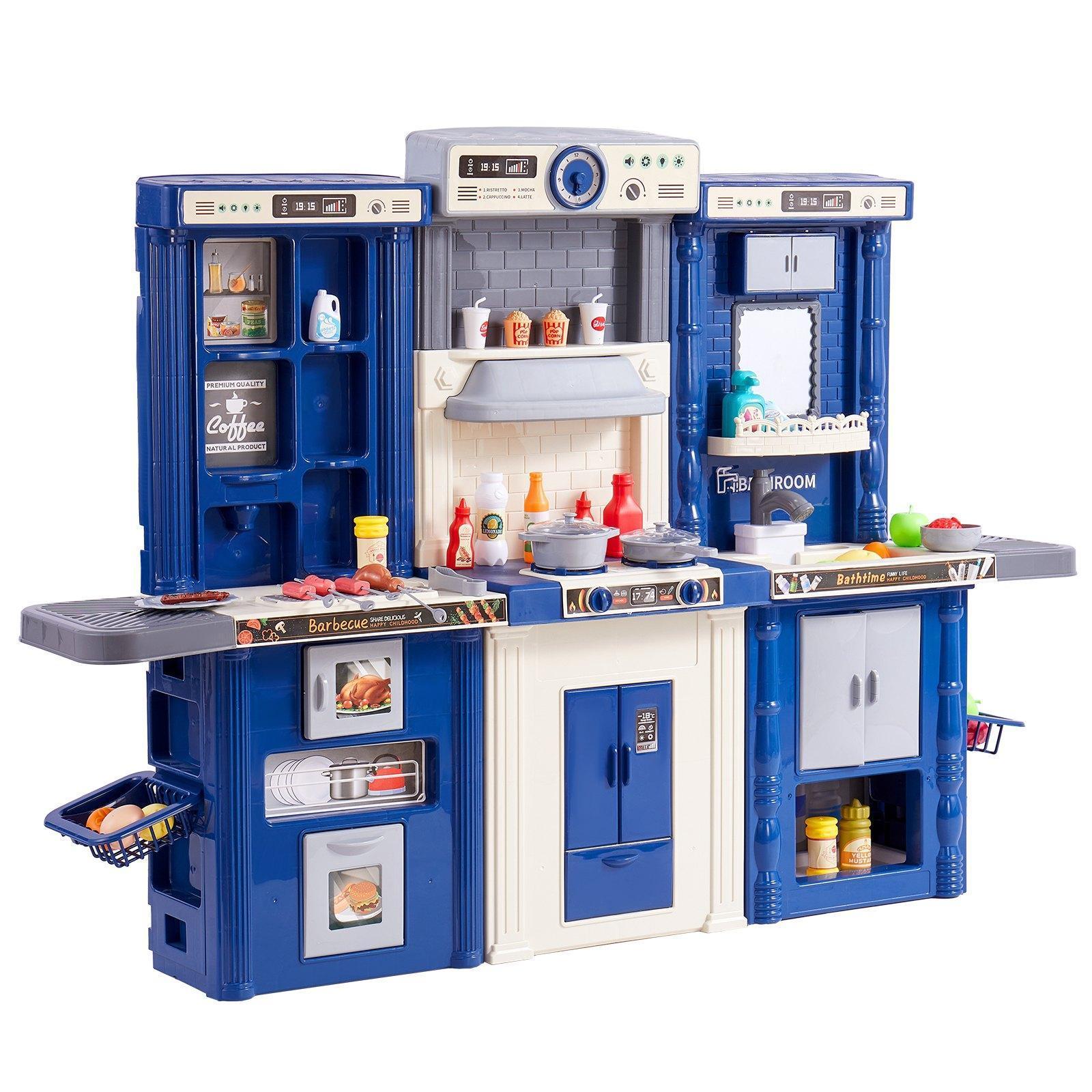 VEVOR Kids Kitchen Playset, Toddler Kitchen with Cooking Stove with Steam, Sounds and Lights