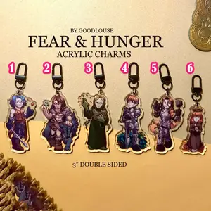 Fear and Hunger Character Charms || Ragnvaldr, Enki, Cahara, D'arce, Girl and Le'garde || Clear 3" RPG Maker Acrylic Charms