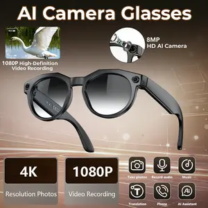 Smart AI Camera Glasses with 8MP Camera, Photochromic Lenses, Built-in Smart Voice Assistant, 160+ Languages Real-Time Translation, Bluetooth, Video Recording, Touch Adjustment, Hands-Free Photo &  Recording for Travel, Conferences & Vlogging