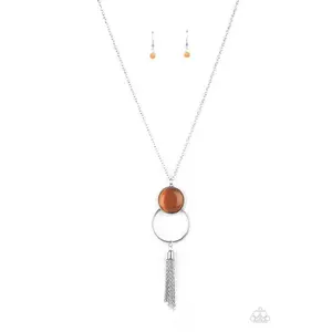 Paparazzi-Jewelry, Nice Glow You Orange-Necklace Set.