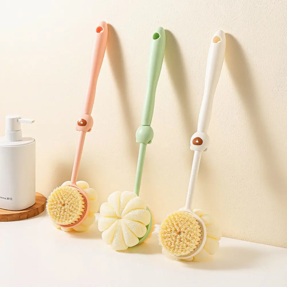 3pcs High Quality Sunflower Shape Bath Back Scrubber Brush - Long Anti-Slip Grip, Dual Sided Sponge Loofah, Exfoliating Shower Massage Body Care Tool, Father's Day Gift, Exfoliating Tool, Loofah Sponge, Blackhead Removal, Adult, Bathing Brush Body Brushes