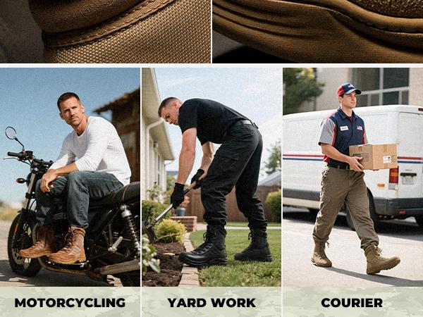 NORTIV 8 TROOPER Men's Military Tactical Boots - Breathable Soft Leather Round Toe Black Boots for Men Work Boots for Men Walking Shoes Boy Footwear Closed Workboots Bota Sand SpringStatements