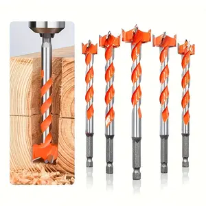 5Pcs 16-25mm Extended Drill Bits Door Lock Hole Wooden Board Woodworking Hole Opener Hex Shank