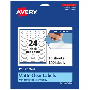 Avery Matte Clear Labels,  1" x 2" Oval