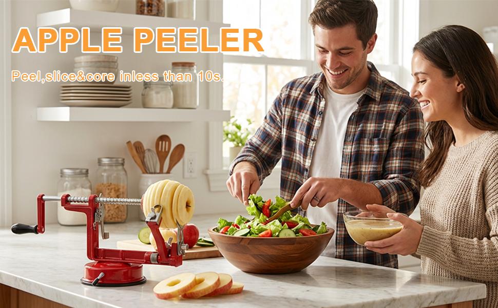 Apple Peeler Corer Slicer with Suction Base – Hand Crank Spiral Cutter Apple Peeler Corer Slicer with Suction Base – Hand Crank Spiral Cutter