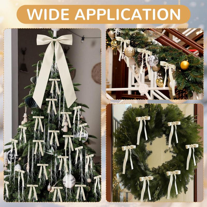 Christmas Clearance Sale Valentine's Day Decor Velvet Bows Christmas Tree Topper Bows & Tinsel Set Christmas Ornaments Bows for Xmas Tree Holiday Home Wedding Party Outdoor Christmas Decor Christmas Gifts, Gif Wrapping & DIY Project