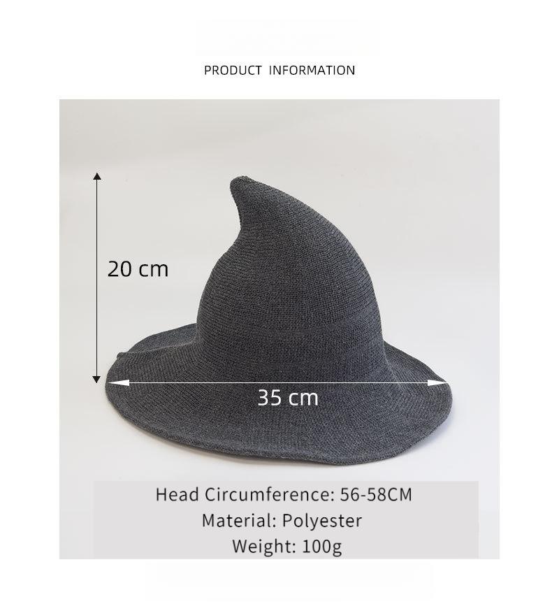 Halloween Hat Regular Wizard Hat Foldable Knitted Hat Pointed Witch Hat