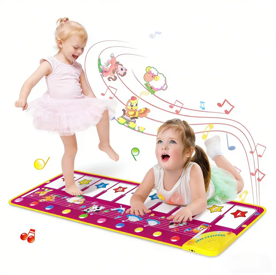 Colorful Floor Piano Dance Mat, Toddler Electronic Musical Keyboard Playmat with Animal Touch, Educational Toy for Xmas-Birthday Gifts