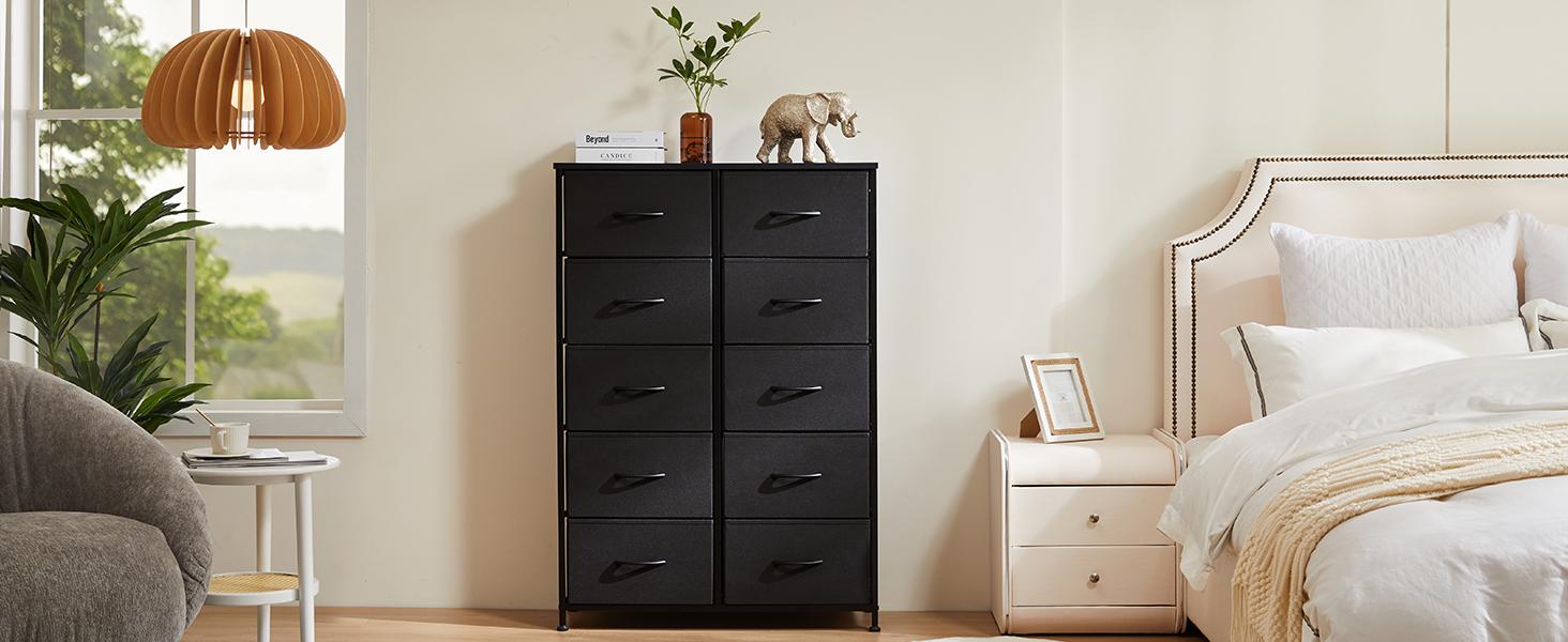 SweetFurniture Dresser, Dresser for Bedroom Tall Drawer Dresser Organizer Storage Drawers Fabric Storage Tower