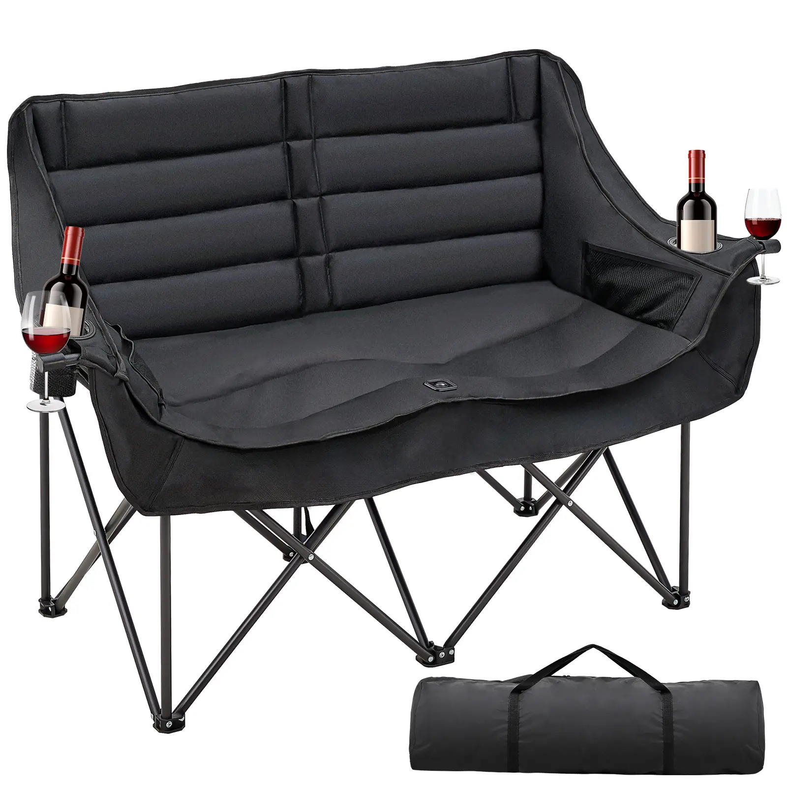 Lilypelle 1000LBS Oversized Double Camping Chair, Folding Loveseat Camping Chair with Cup Holders & Side Pockets, Heavy Duty 600D Oxford Portable Double Chair for Camping, Patio, Backyard, Outdoor deskmakeover