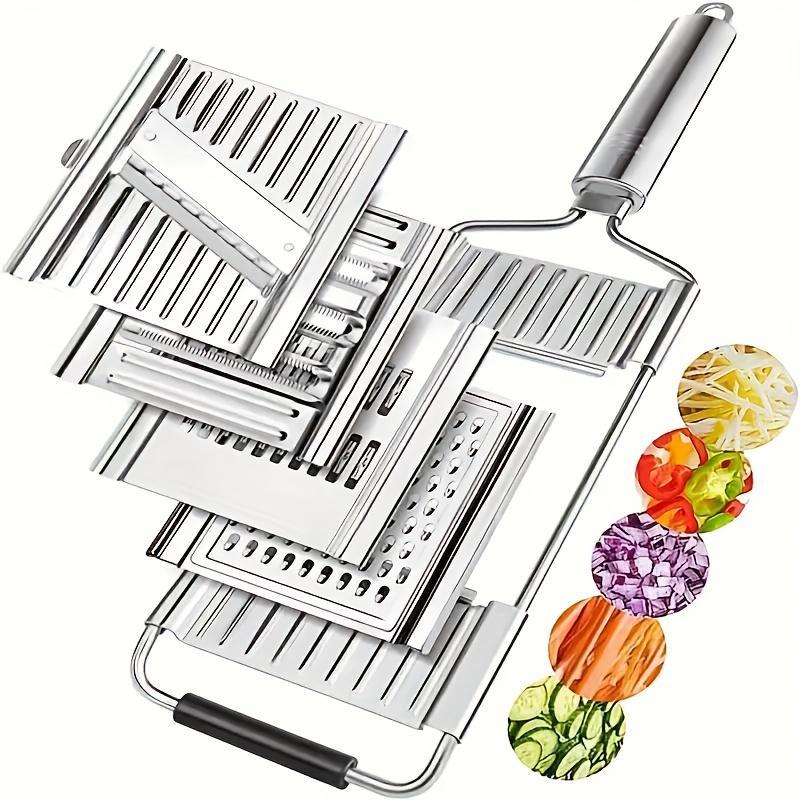 Multi-functional Vegetable Slicer with Cheese Grater Adjustable Stainless Steel Blade Comfort Grip Safety Features Easy to Clean Carrot Grater Cabbage Shredder Cucumber Slicer for Kitchen