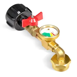 90 Degree Propane Refill Adapter Hose with Gauge and Control Valve for 1lb Tanks
