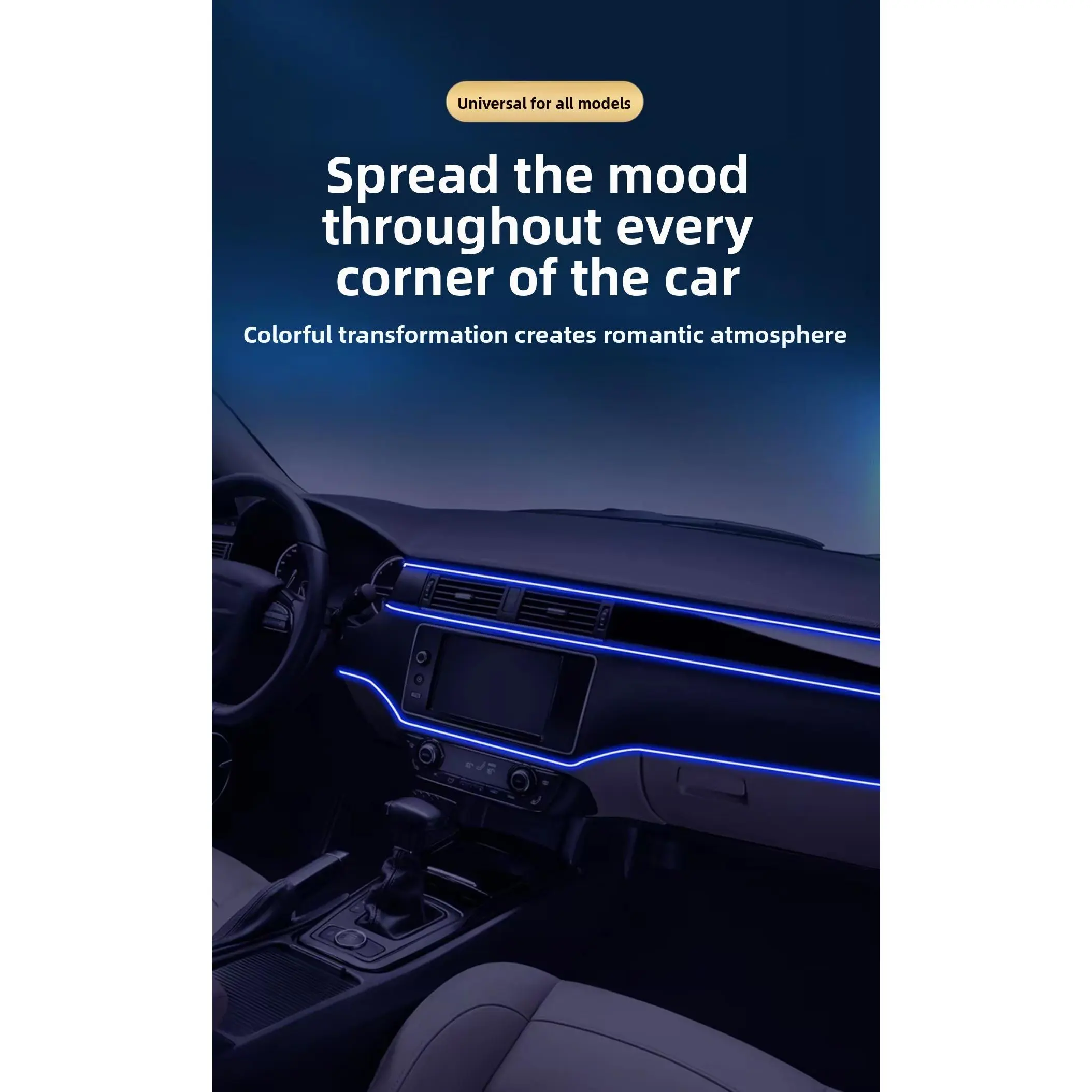Car Ambient Light RGB Multi-Color,Atmosphere Light Kit with Fuse Protection,Non-Destructive Installation for All Models Create Romantic Atmosphere,Led Car Ambient Light,Car Stuff,cars accessories