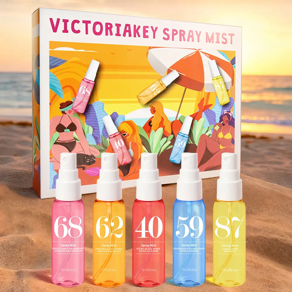 Brazilian Fragrance Mist Set, 5 Piece Assorted Fruity & Citrus Scents, Alcohol-Free Body Perfume, Limited Edition Travel Gift Set, Wood, Assorted Flavors Fragrance Sets