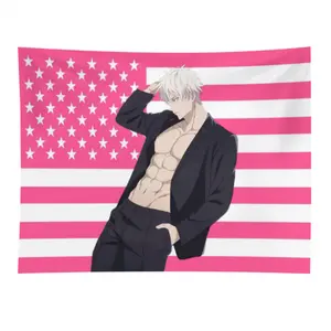 Gojo Satoru Pink Tapestry/Flag,unique gift Decor y2k room decor summerwins