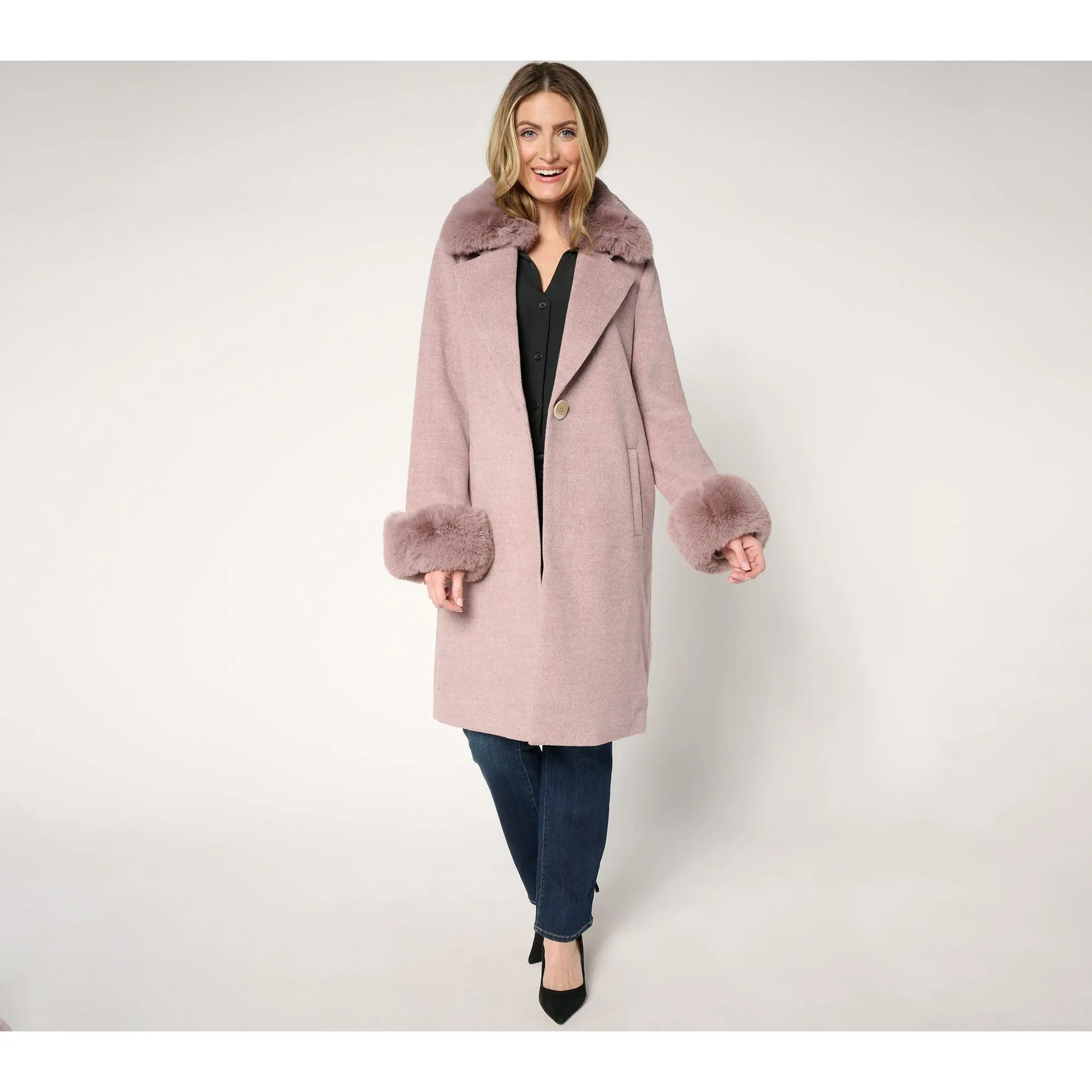 Thread Collective Faux Fur Trimmed Coat