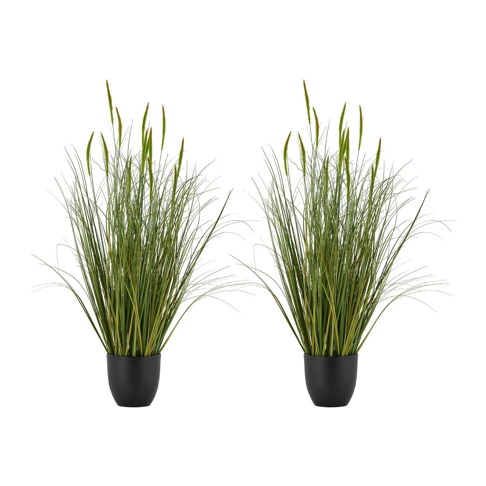 【SummerFinds】VEVOR Artificial Grass Plant, 2 Pack 35 inch Cattail Grass in Pot, Premium PVC Faux Fake Greenery Shrubs Plant for Indoor Outdoor House Home Garden Office Room Decor, Housewarming, Green