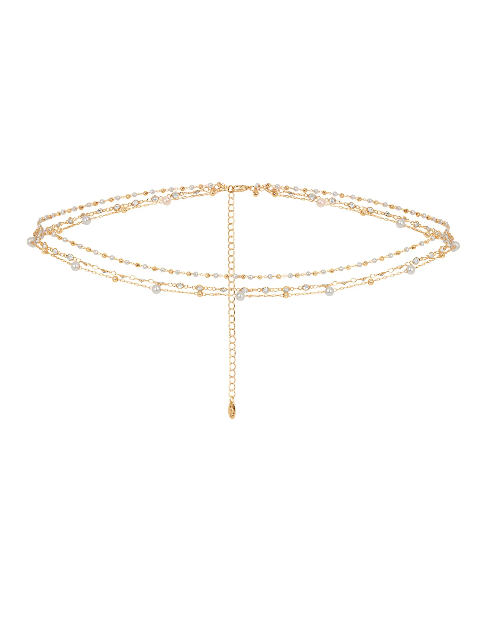 Ettika Extended Vacation Pearl Body Chain with Beaded Design and Pearl Accents