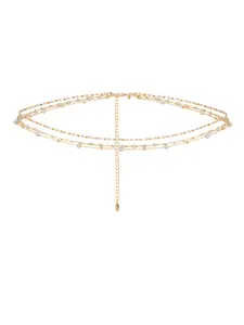 Ettika Extended Vacation Pearl Body Chain with Beaded Design and Pearl Accents