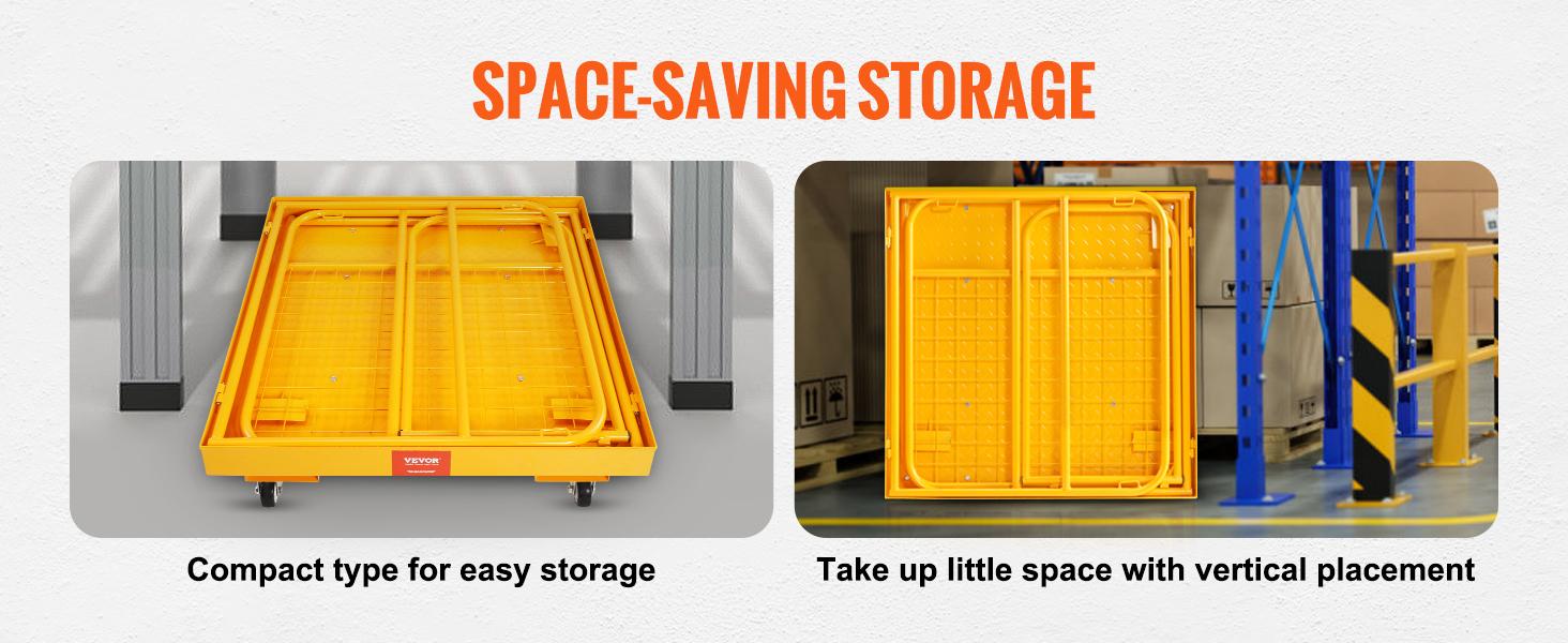 VEVOR Forklift Safety Cage, TikTokShopBlackFriday, 1200 lbs Load Capacity, 36 x 36 inches Folding Forklift Work Platform with Lockable Swivel Wheels, Drain Hole & Device Chain, Holds 1 to 2 Adults, Perfect for Aerial Work