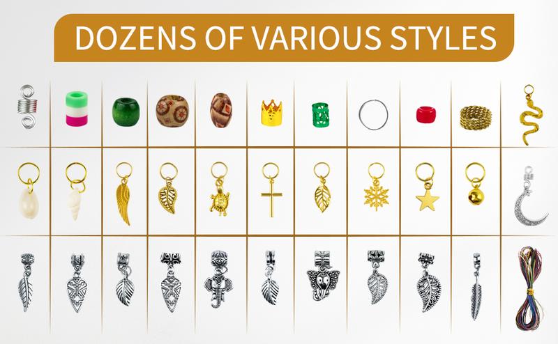 Hair Beads for Women Braided, Hair Jewelry for Locs, Colorful Hair Jewelry for Child, Metal Gold Silver Clips, Gold dreadlock jewelry for women, Hair Accessories for Braids, Gold Hair Cuffs