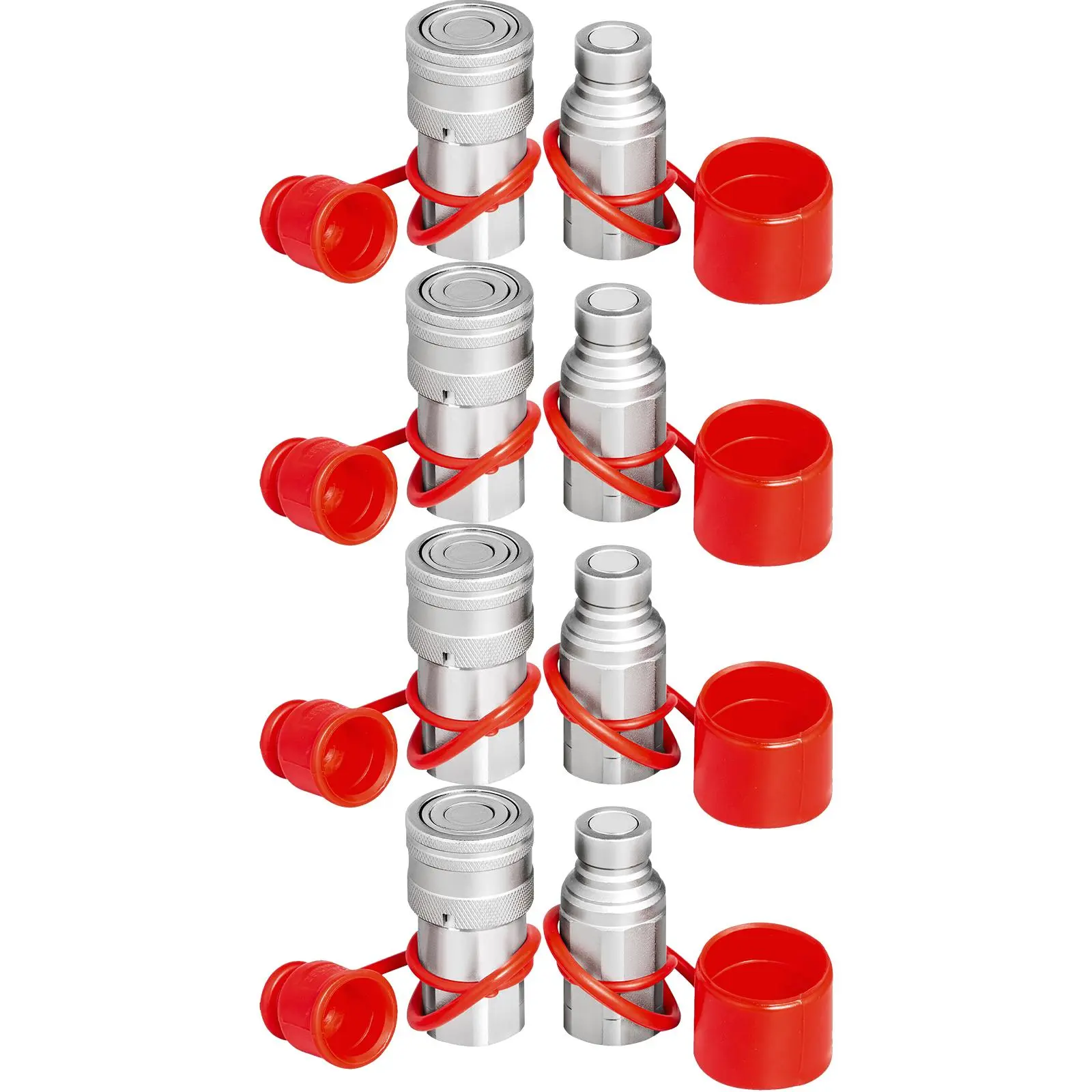 【Summerfinds】VEVOR Hydraulic Coupler 1/2 Body with 1/2" NPT Thread 27.6 MPa Hydraulic Quick Connect 4 Pairs Hydraulic Coupling Quick Connect 45.5 L/min Hydraulic Quick Coupler
