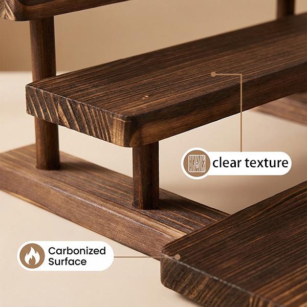 Solid Wood Shelf with Multi-layer Storage Extra-large Capacity Three-tier Design for Desk Storage Figure Display & Plant Placement Tames Your Messy Desk