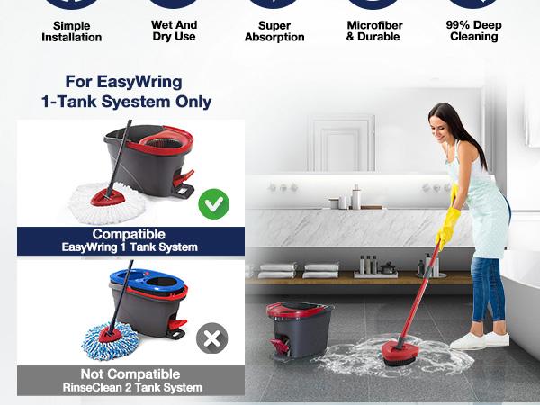 Spin Mop Scrub Brush Head for O-Cedar EasyWring Spin Mop 1 Tank System. Hard Bristle Brush Head.Mop Replacement Heads Microfiber