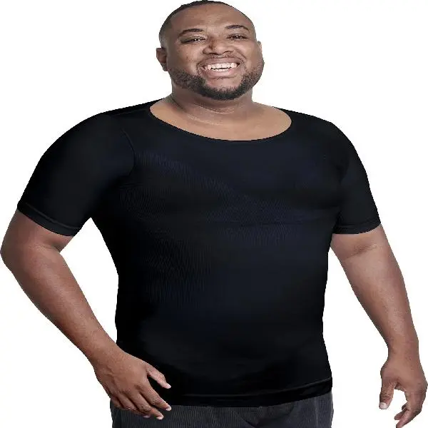 QORE LOGIQ Male Gynecomastia Compression Shirt - Short Sleeve, Snug Fit, Slim Cut, Tall Sizes, Black Gym Athletic Top for Men, Compression Shirts