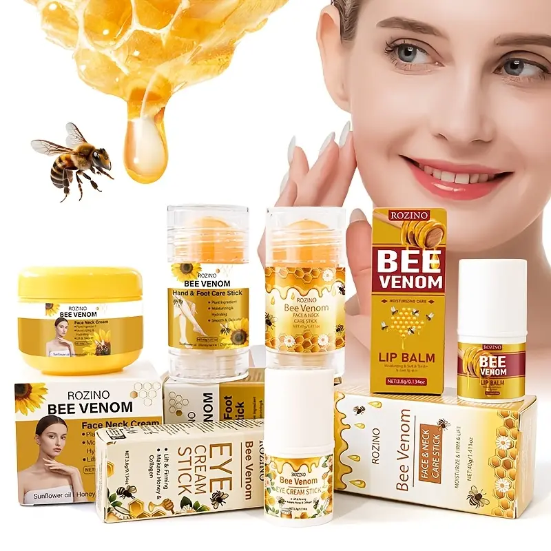 ROZINO  Full Body Care 5-Piece Gift Set - Face & Neck Cream, Hand & Foot Care Stick, Eye Cream Stick, Lip Balm - Intensive Hydration & Repair