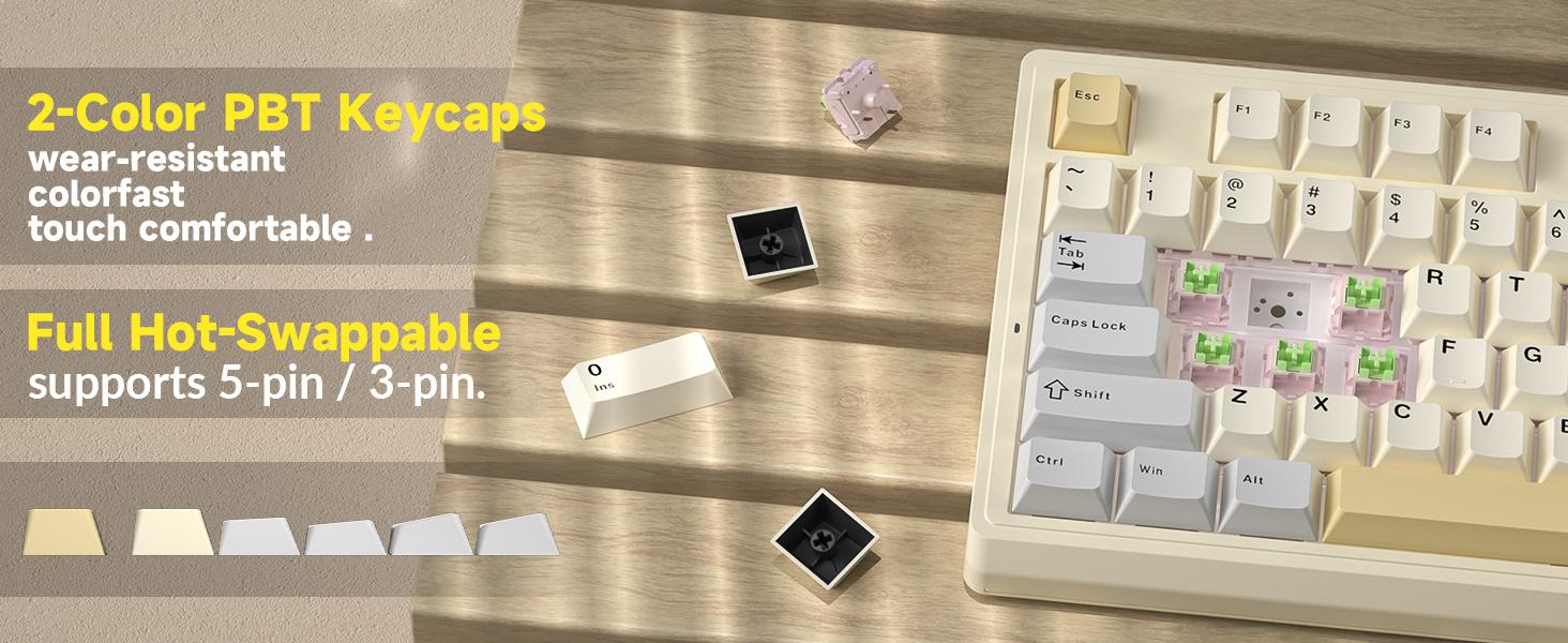 SOLAKAKA KI99 Pro 96% Wireless Mechanical Gaming Keyboard RGB Backlit Tri-Mode Hot-Swappable Gasket Structure Creamy Beige White for PC Laptop FallFreshness