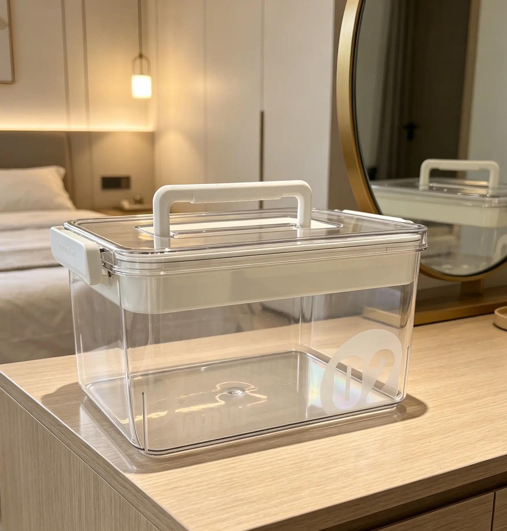 Portable Transparent First Aid Storage Organizer With Carry Handle,Hard Thickened Plastic Medical Box With Removable Sorting Tray,Dust Cover Lightweight Bin,Practical Storage Case For Medical Supplies Cosmetics Daily Sundries.room storage