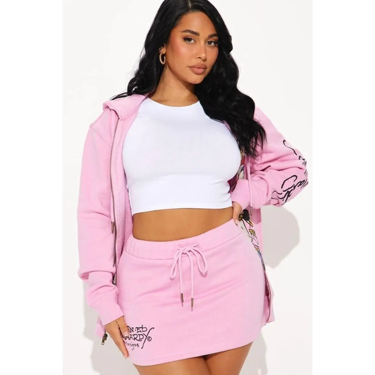 Ed Hardy NYC Skirt Set - Pink 1 - TikTok Shop