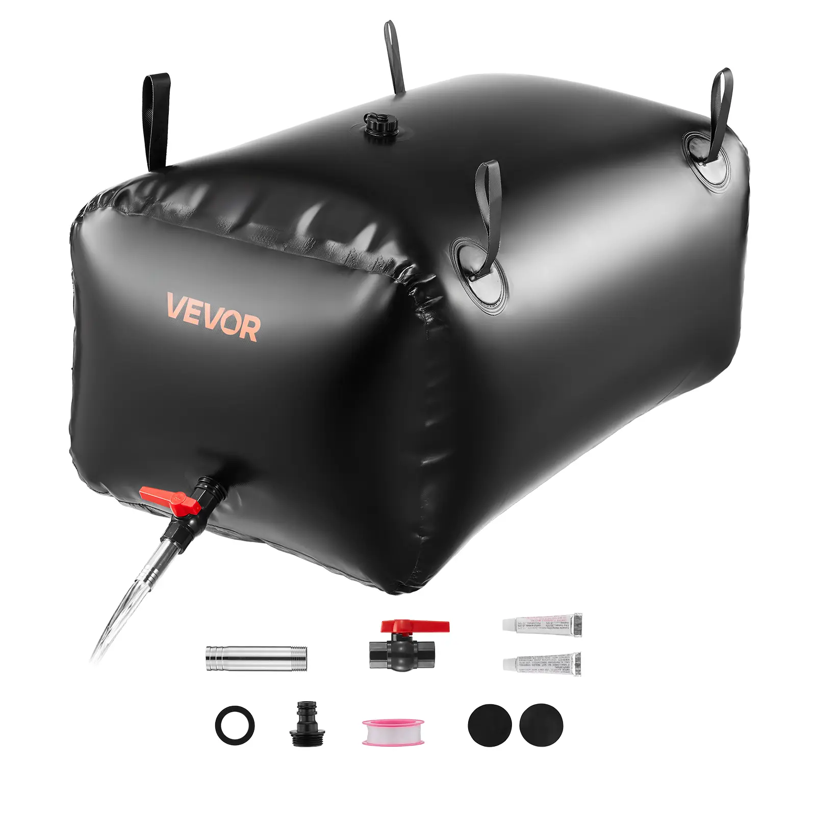 【SummerFinds】VEVOR Water Storage Bladder, 63.4 Gal Collapsible Water Storage Bag, Wear-Resistant 1000D PVC Soft Waters Bag, Leakproof Camping Tank Containers for Garden Irrigation RV Emergency Use, Black