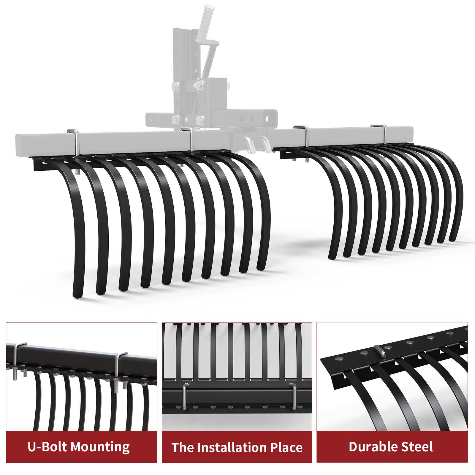 YITAMOTOR ATV/UTV Landscape Rake Implement for Removal of Rock, Grass Clumps and Debris Fits for YITAMOTOR ATV/UTV Manual Implement Lift