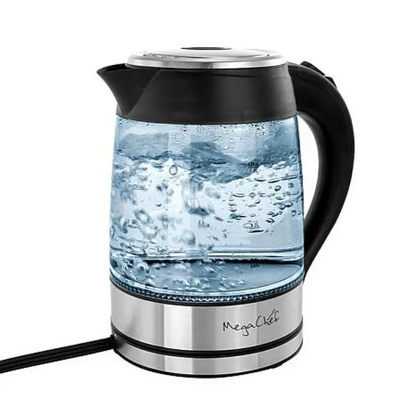MegaChef 1.8 Liter Glass and Stainless Steel Electric Tea Kettle MegaChef 1.8 Liter Glass and Stainless Steel Electric Tea Kettle