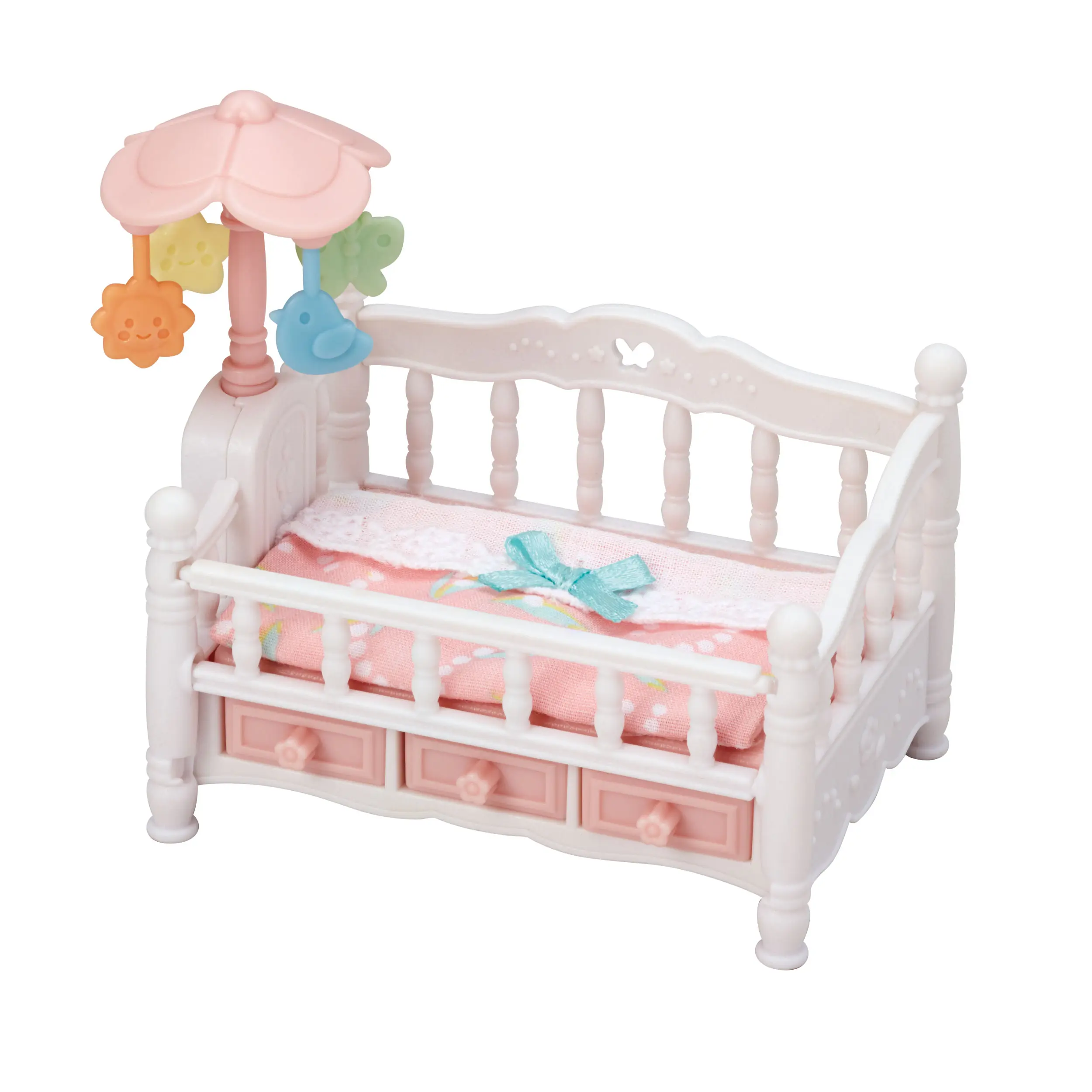 Calico Critters Crib with Mobile, Dollhouse Furniture Set with "Working" Features