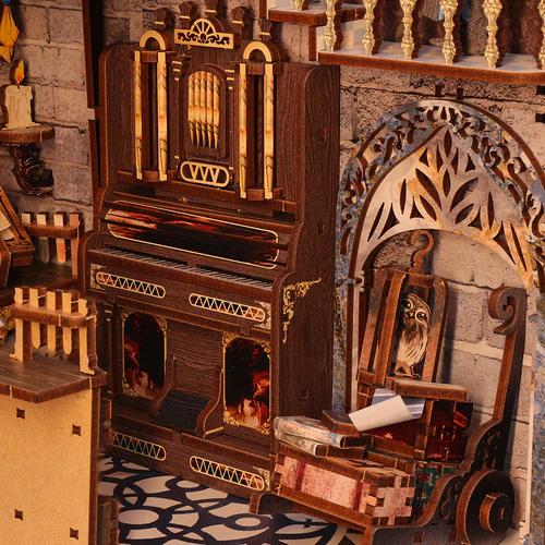 CUTEBEE DIY 3D Book Nook Kit Nebula Common Room – Miniature Sci-Fi Dollhouse, Handmade Tiny House Bookshelf Insert with Bookends and LED Light | Holiday, Christmas and Black Friday Gift