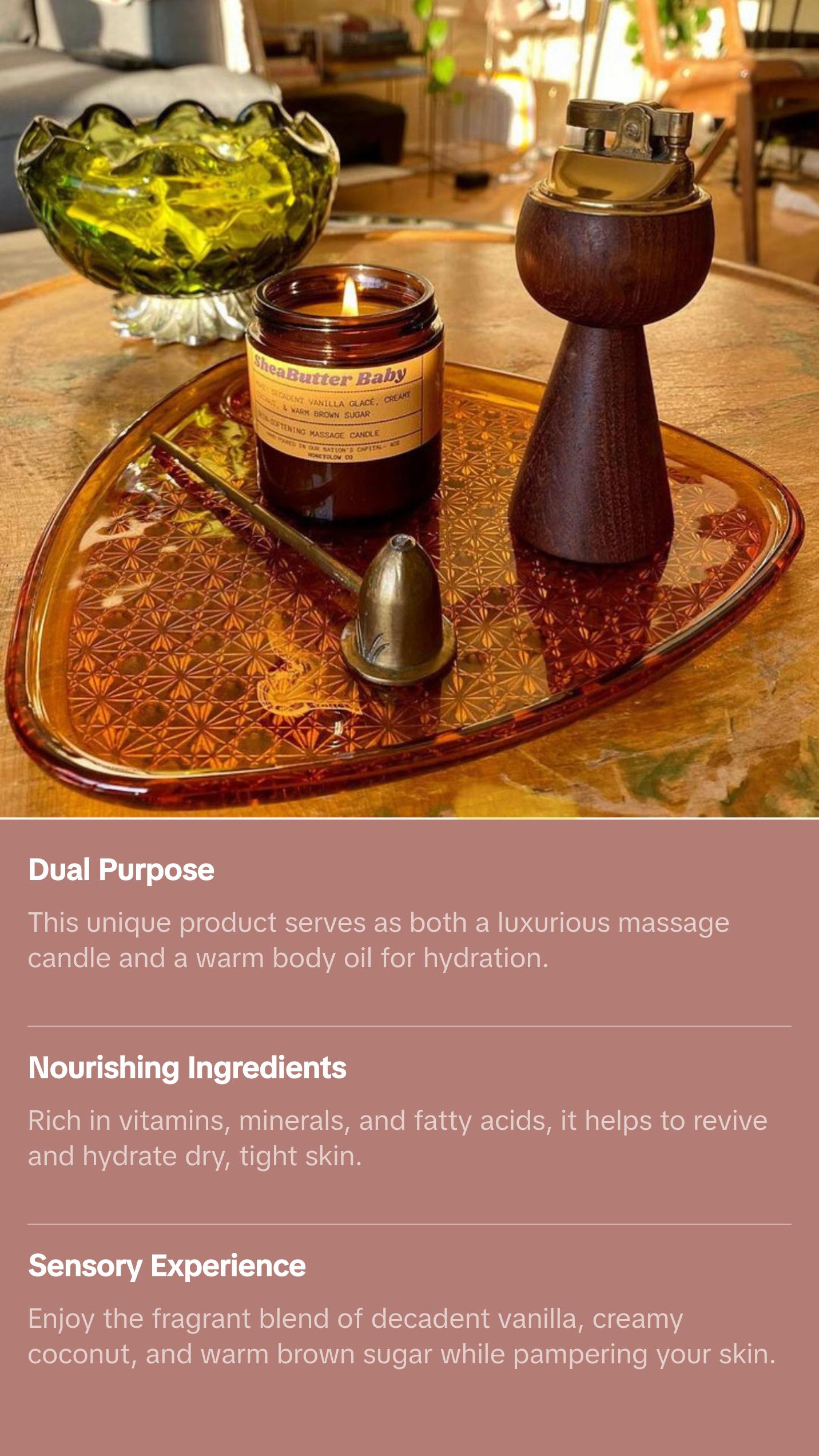 Shea Butter Baby Skin- Softening Massage Candle, Vanilla Body Oil